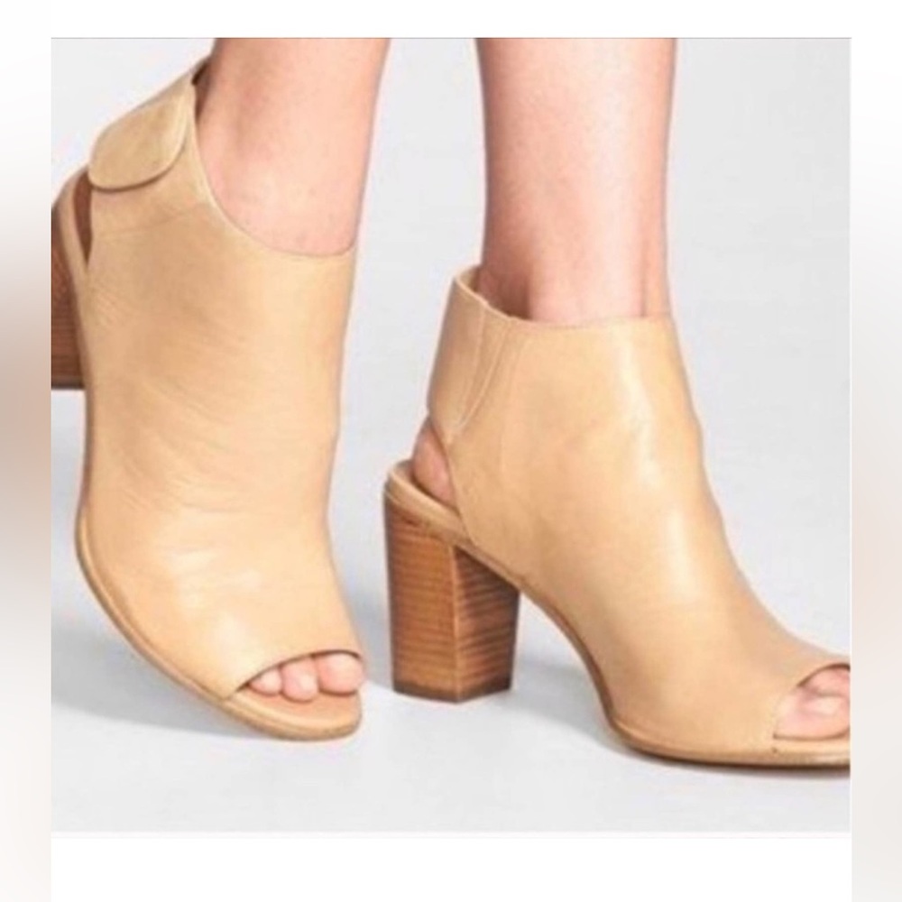 Steve Madden Nonstp Open Toe Leather Heel Shooties Tan Beige Womens Size 10